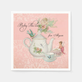 Servilleta De Papel Angel Fairy Teapot Tea Cup Fiesta Baby Shower Deco
