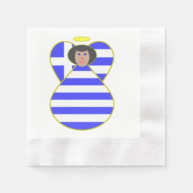 Servilleta De Papel Ángel griego con cabello negro (Anverso)