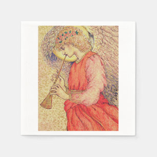 Servilleta De Papel Ángel jugando a un Flageolet