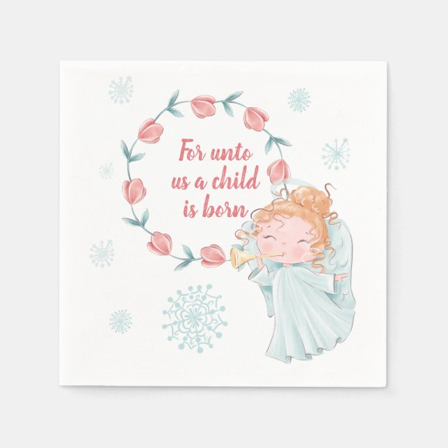 Servilleta De Papel Ángel Navideño Adorable (Anverso)