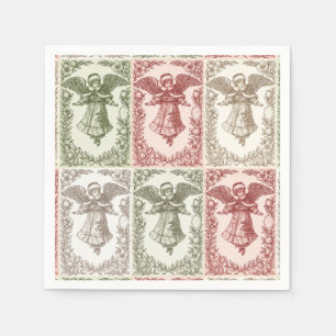 Servilleta De Papel Ángel victoriano floral rojo verde blanco vintage