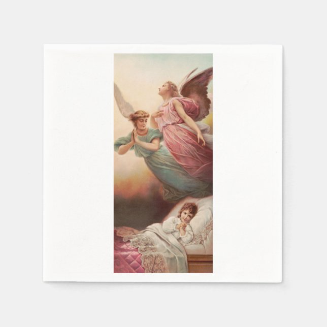 Servilleta De Papel Ángeles guardianes con niño (Anverso)