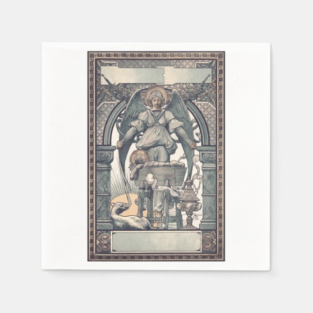 Servilleta De Papel Ángeles guardianes con niño Jesús (Anverso)