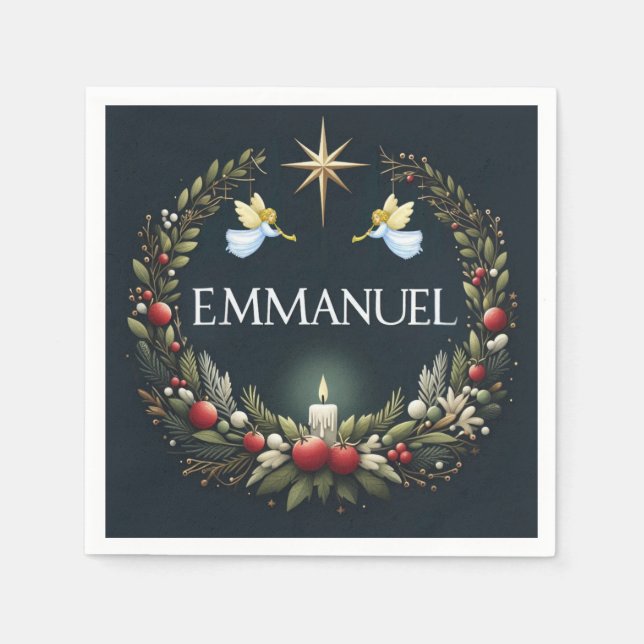 Servilleta De Papel Ángeles Navidades de Emmanuel (Anverso)