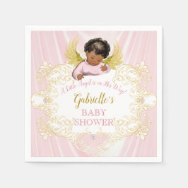 Servilleta De Papel Angelito Rosa Dorado Niña Afroamericana