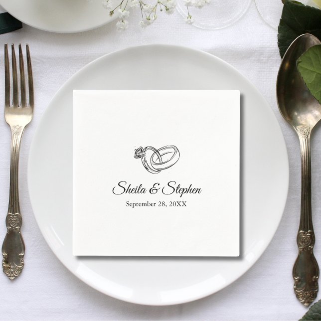 Servilleta De Papel Anillo de Compromiso Elegante Papel Personalizado  (Elegant engagement ring custom napkins add refined charm to wedding party celebrations.)