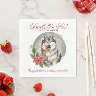 Servilleta De Papel Anillo Floral Boho Elegante Foto Perro