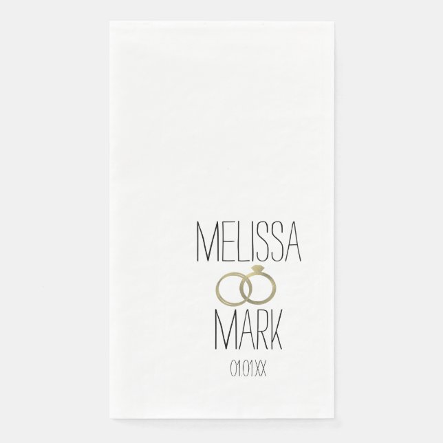 Servilleta De Papel Anillos de boda sencillos anillos de oro falso (Anverso)