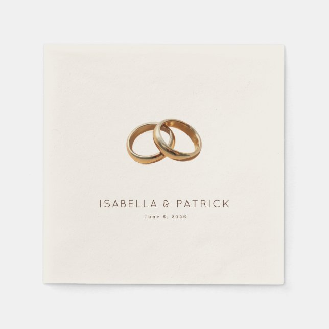 Servilleta De Papel Anillos de Oro Elegantes (Anverso)