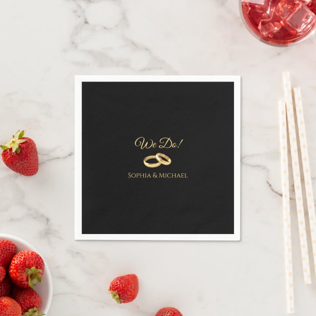 Servilleta De Papel Anillos Do-Boda-Black y Gold-We (In situ)