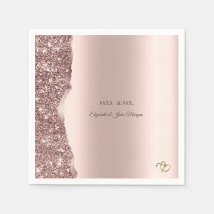 Servilleta De Papel Anillos Dorados con Brillo de Rosa Elegante