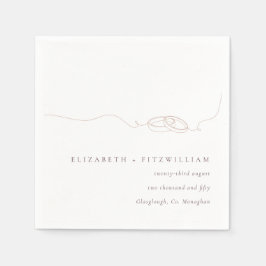 Servilleta De Papel Anillos simples mínimos de Boda Rubor Boda rosado