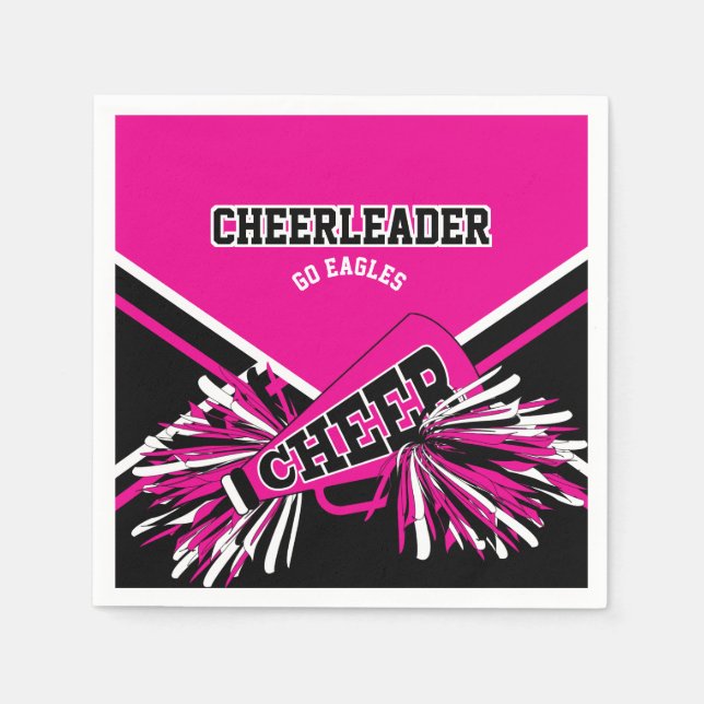 Servilleta De Papel animador en rosa caliente, blanco y negro (Anverso)