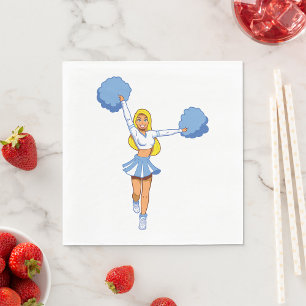 Servilleta De Papel Animadora Azul con Pompones Equipo de Animadoras