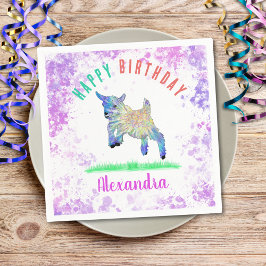 Servilleta De Papel Animal de granja colorida con tema de cabra