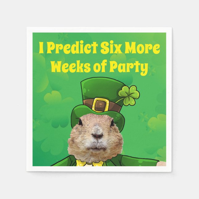 Servilleta De Papel Animal Fiesta de St. Patrick's Day Groundhog (Anverso)