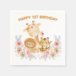 Servilleta De Papel Animal silvestre floral lindo