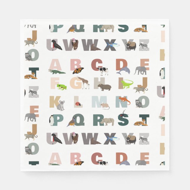 Servilleta De Papel Animales ABC Cute Alphabet (Anverso)