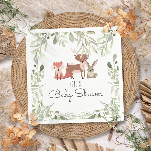 Servilleta De Papel Animales adorables de bosque Cumple de bebé Sprink (Cute Woodland Animals Baby Shower Sprinkle Napkins)