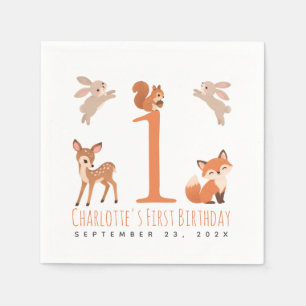 Servilleta De Papel Animales adorables del bosque para la primera cump