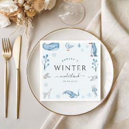 Servilleta De Papel Animales Árticos Blue Winter Onderland Napkins