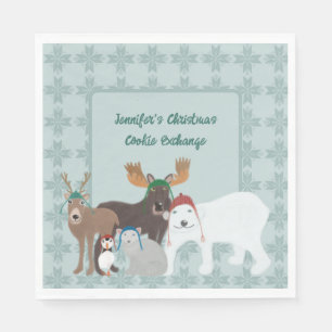 Servilleta De Papel Animales árticos en Fiesta Navidades Gorras de inv