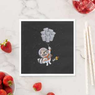 Servilleta De Papel Animales astronautas graciosos Raccoon Moon cubo d