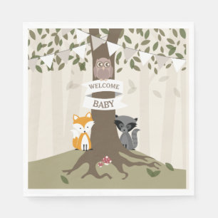 Servilleta De Papel Animales Baby Shower - neutral del arbolado