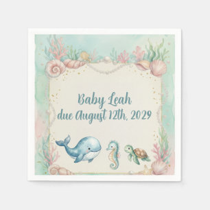 Servilleta De Papel Animales Bajo el Mar Aquamarina Baby Shower
