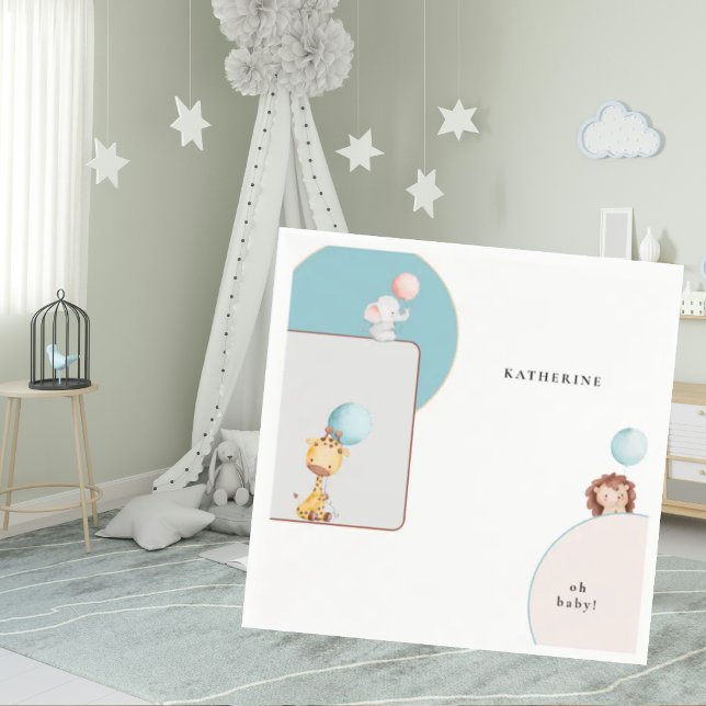 Servilleta De Papel Animales con globos Baby Shower (Subido por el creador)