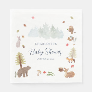 Servilleta De Papel Animales de Acuarela Cumpleaños de Otoño Invitació