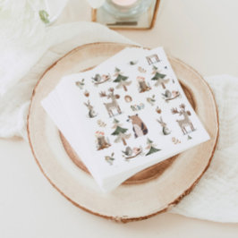 Servilleta De Papel Animales de bosque Baby Shower rústico