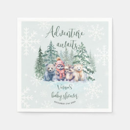 Servilleta De Papel Animales de Bosque Invernal en Nieve Bañito de Beb