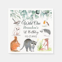 Servilleta De Papel Animales de Cute Woodland 1 cumpleaños salvaje 1
