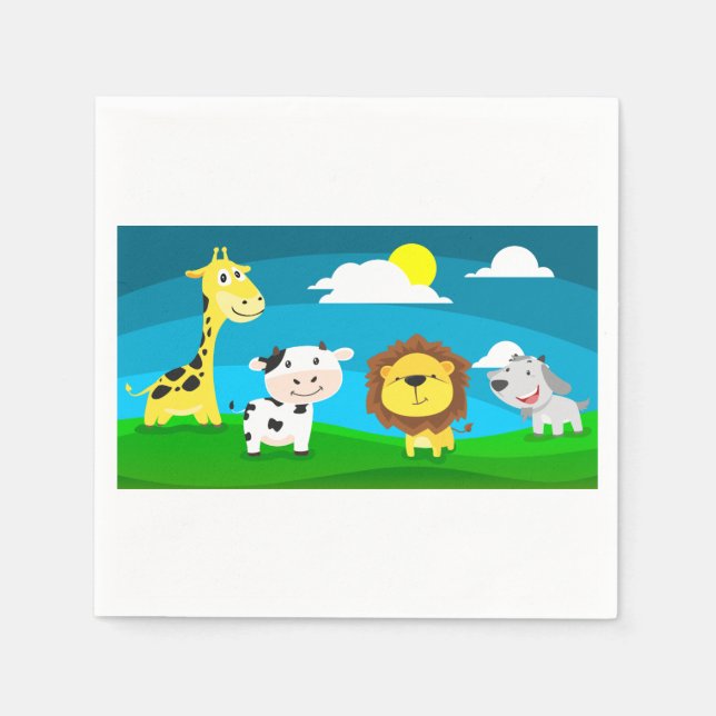 Servilleta De Papel Animales de dibujos animados (Anverso)