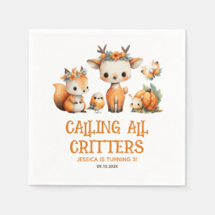 Servilleta De Papel Animales de Dibujos Animados Lindos Bosque Otoño C