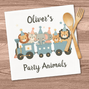 Servilleta De Papel Animales de fiesta lindos en tren personalizados