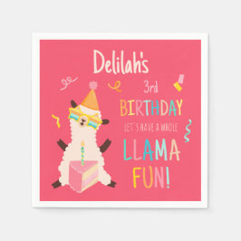 Servilleta De Papel Animales de Fiesta Llama Cumpleaños Chicas Rosa