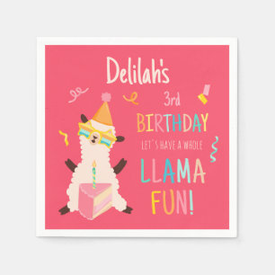 Servilleta De Papel Animales de Fiesta Llama Cumpleaños Chicas Rosa