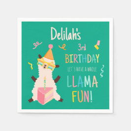 Servilleta De Papel Animales de Fiesta Llama Cumpleaños Chicas Verde