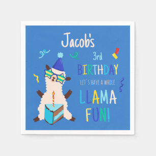 Servilleta De Papel Animales de Fiesta Llama Cumpleaños Niños Azul