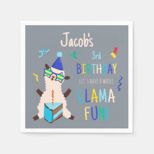 Servilleta De Papel Animales de Fiesta Llama Cumpleaños Niños Gris