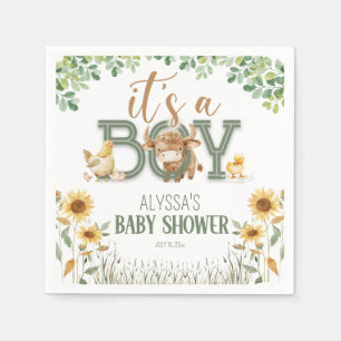 Servilleta De Papel Animales de Granja Baby Shower para Niño