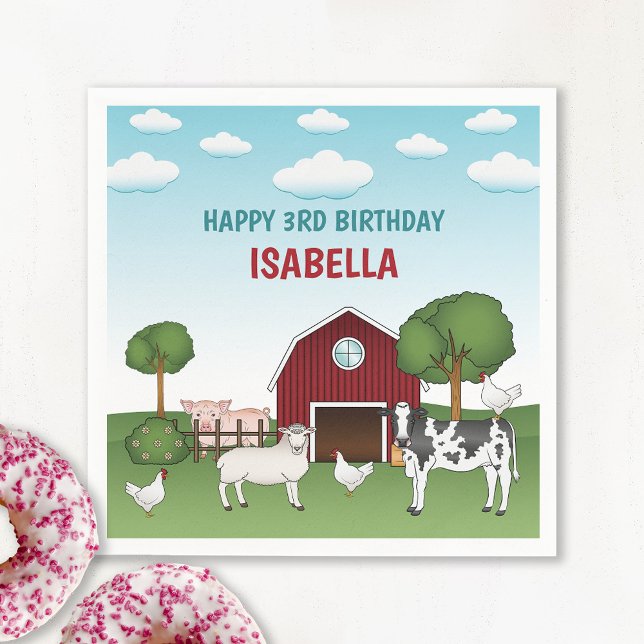 Servilleta De Papel Animales de granja con el cumpleaños de un niño de (Subido por el creador)