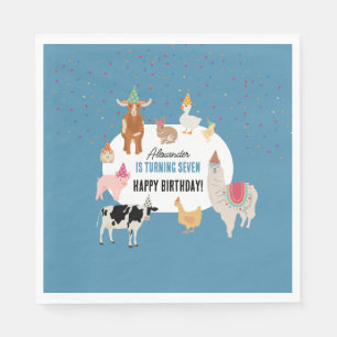 Servilleta De Papel Animales de granja de la fiesta de animales del zo