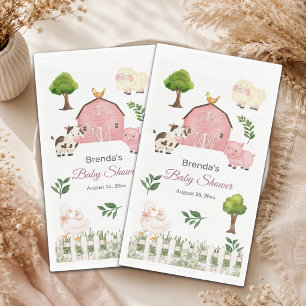 Servilleta De Papel Animales de granja en acuarela para baby shower