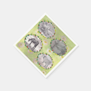 Servilleta De Papel Animales de granja ilustrados en flores silvestres