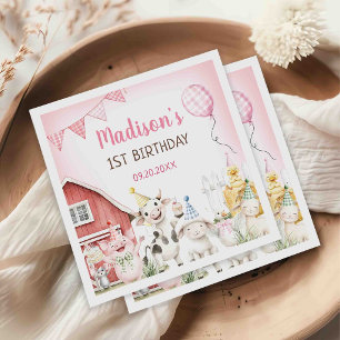 Servilleta De Papel Animales de granja lindos 1er cumpleaños
