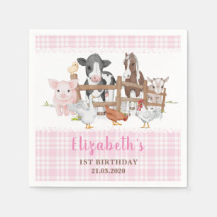 Servilleta De Papel Animales de granja lindos para el 1er cumpleaños d