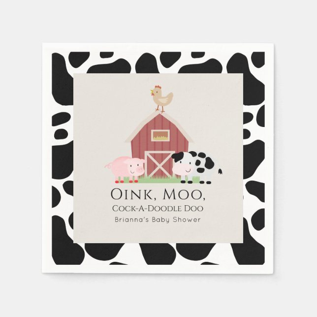Servilleta De Papel Animales de granja Papel de Baby Shower Barnyard B (Anverso)